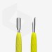 STALEKS PRO Професионален избутвач за маникюр Gummy Yellow със силиконова дръжка UNIQ 10 TYPE 2 (заоблен тесен и скосен избутвач)